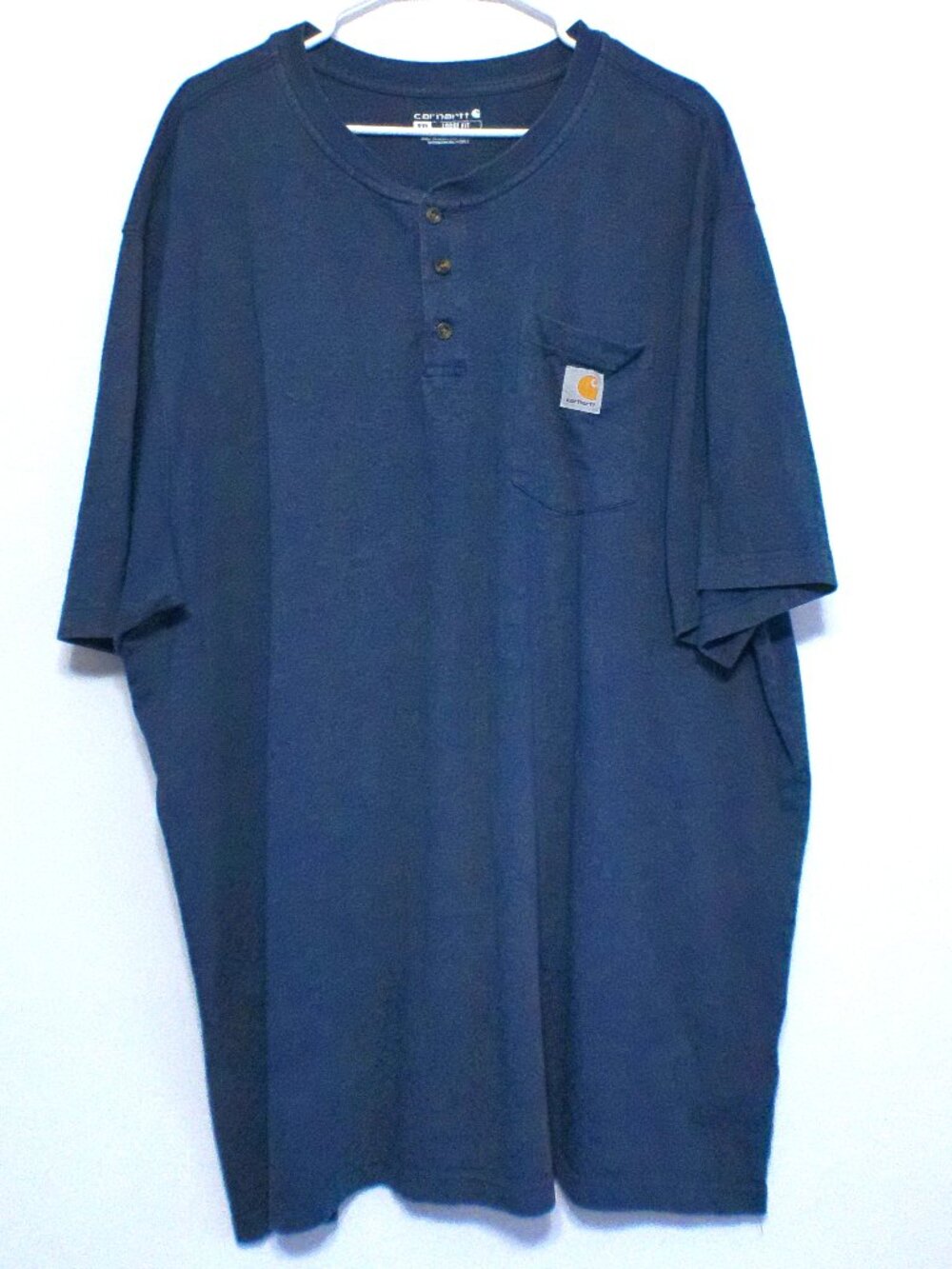 Carhartt Henley Pocket T-Shirt Men’s 2XL Tall Blue Loose Fit Workwear